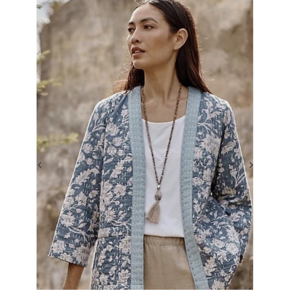 J. Jill Pure Jill Kantha-Stitched Patch Pocket Jacket